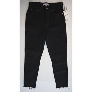 Re/Done Women's Sz 26 Black 90s High Rise Ankle Crop Button Fly Denim Jeans